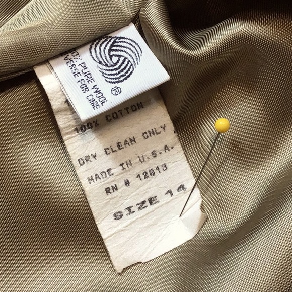 🖤 LARRY LEVINE Tan 💯% Wool Black Velvet Collar Single Breasted Dress Coat - Picture 6 of 14